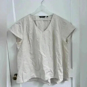 Ulla Popken Relaxed Fit Linen Cream Blouse Size 20/22 Like New